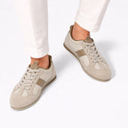 Light Brown men's retro panel trainers detail view