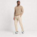 White men's retro panel trainers styled on model