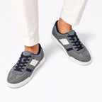 Dark Grey men's textured panel trainers detail view