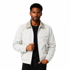 Men's utility bomber jacket in Cloud Frost White - front view