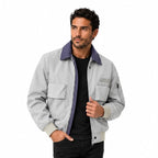 Men's utility bomber jacket in Silver Grey Green - front view