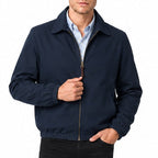 Men's lightweight Harrington jacket in Navy Blue - front view
