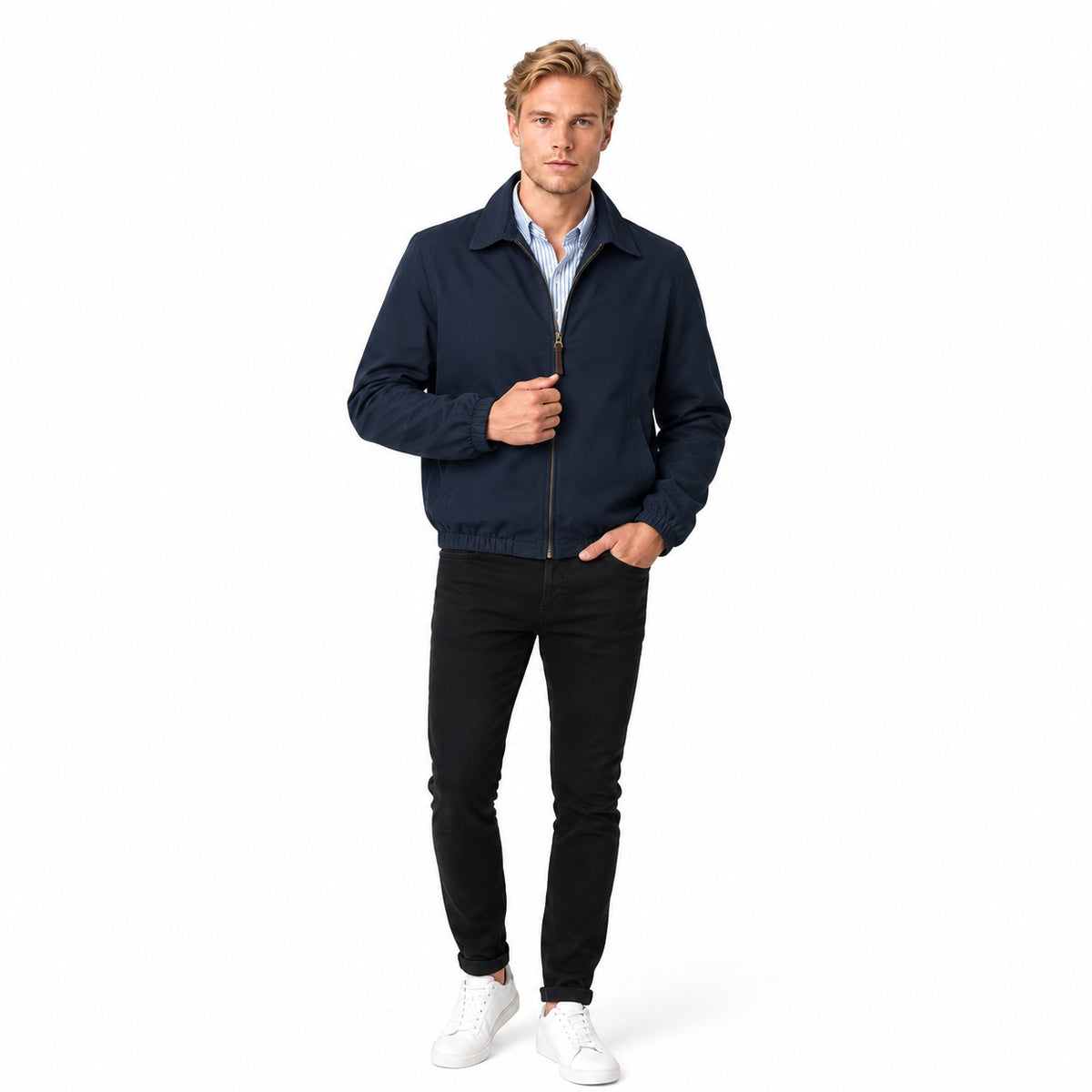 Men's Harrington Jacket Spread Collar Full Zip
