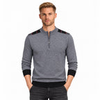 Men's fine-knit quarter-zip jumper in Grey - front view