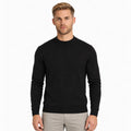 Men's fine-knit mock-neck jumper in Black - front view