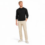 Men's fine-knit mock-neck jumper in Black - full-body view
