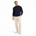 Men's fine-knit mock-neck jumper in Navy Blue - full-body view