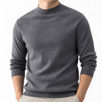 Men's fine-knit mock-neck jumper in Sky Grey - detail view