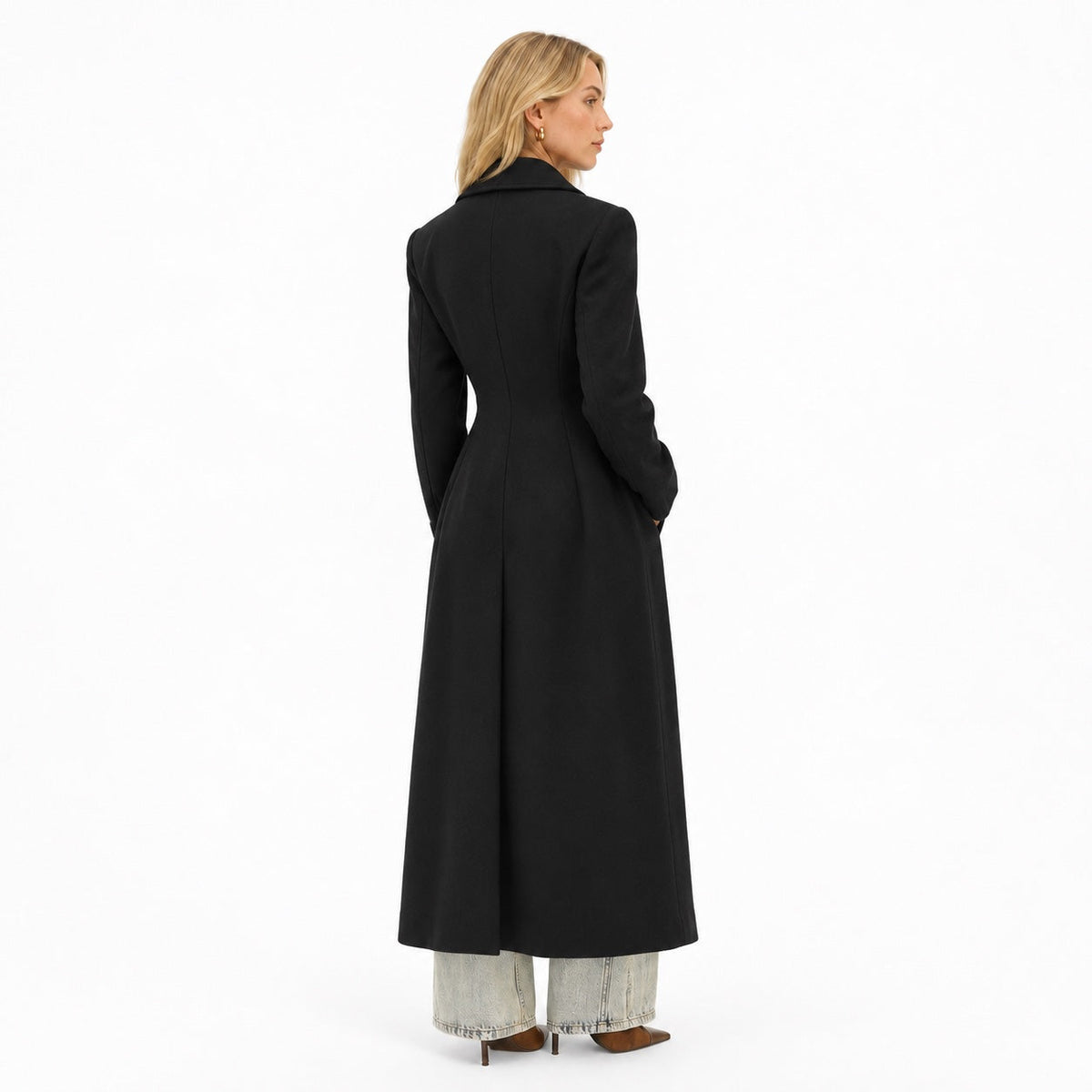 Women’s Longline Coat Notch Lapel Single Button