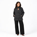 Women's Pea Coat  Double-Breasted Matching Scarf Relaxed Fit