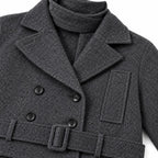 Women's Pea Coat  Double-Breasted Matching Scarf Relaxed Fit