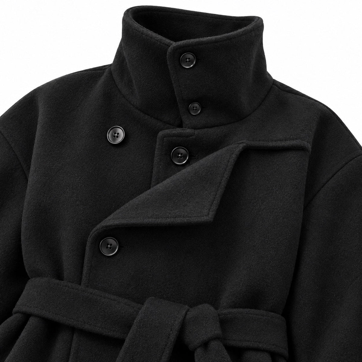 Women's Belted Pea Coat Asymmetric