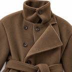 Women's Belted Pea Coat Asymmetric