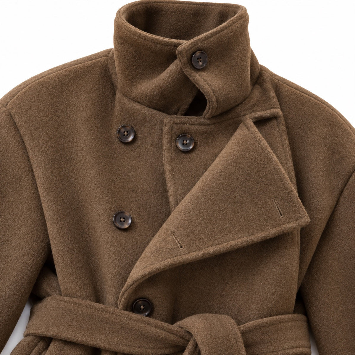 Women's Belted Pea Coat Asymmetric