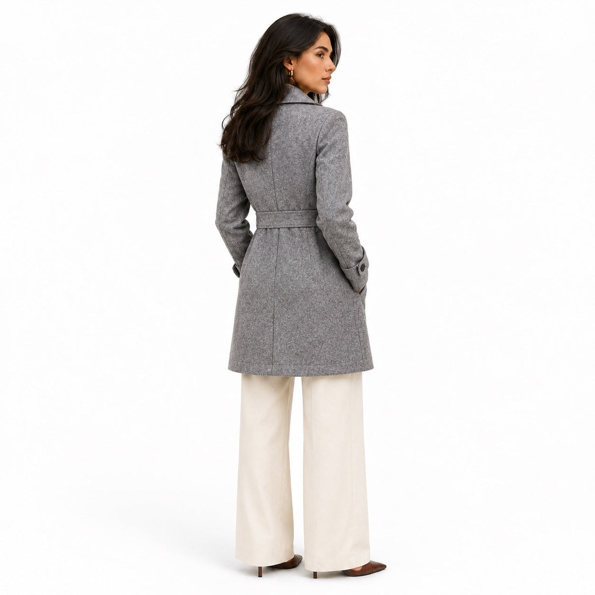 Women's Tailored Coat Button-Front Fitted Shape