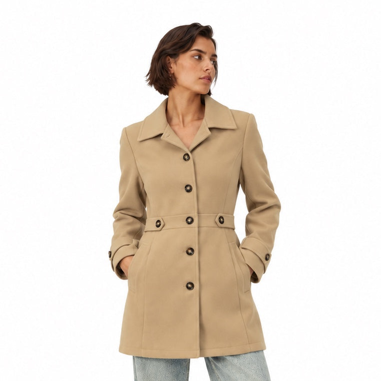 Women's Tailored Coat Button-Front Fitted Shape
