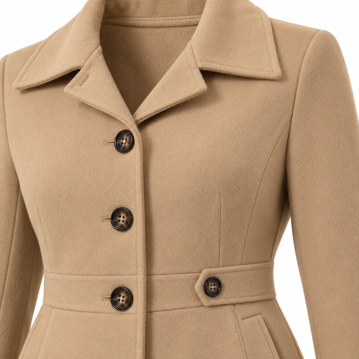 Women's Tailored Coat Button-Front Fitted Shape