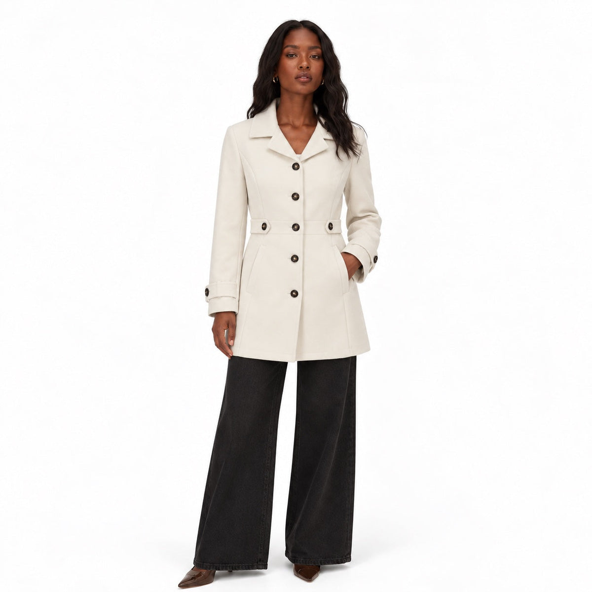 Women's Tailored Coat Button-Front Fitted Shape