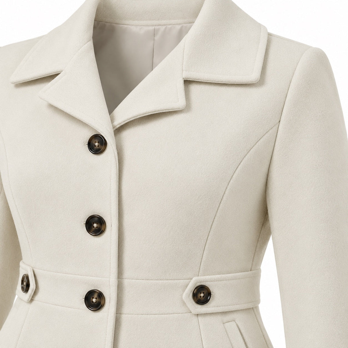 Women's Tailored Coat Button-Front Fitted Shape