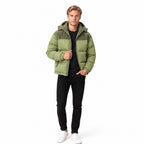 Men’s Hooded Puffer Jacket Corduroy Panel