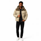 Men’s Hooded Puffer Jacket Corduroy Panel
