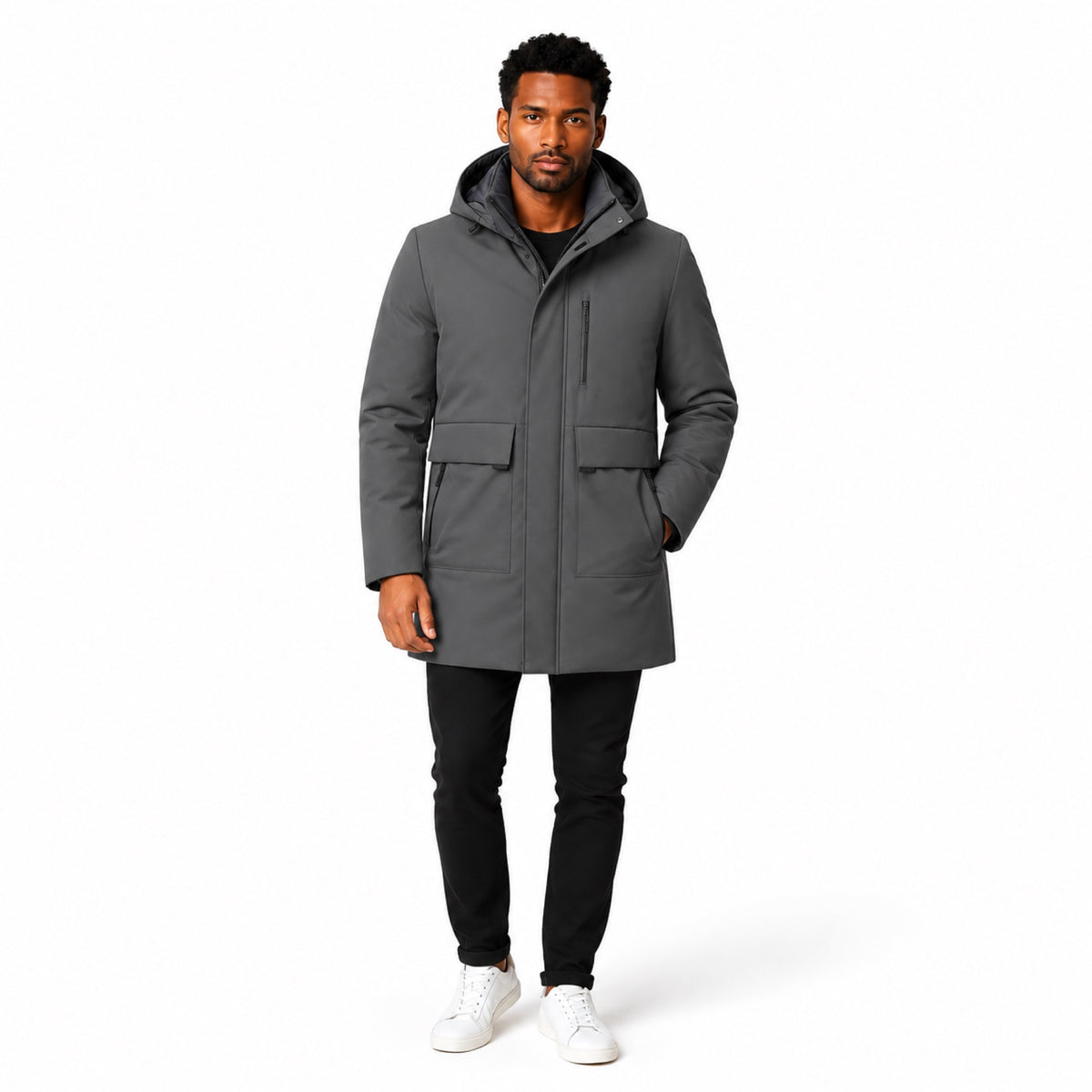 Men’s Hooded Parka Jacket Mid Length Regular Fit