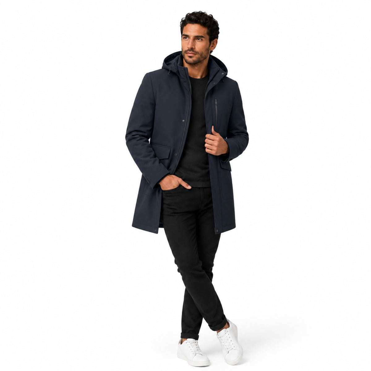 Men’s Hooded Parka Jacket Mid Length Regular Fit