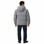 Men's padded hooded jacket in Grey - back view