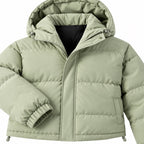 Men's padded hooded jacket in Green - detail view