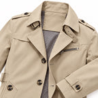 Men's checked-lined trench coat in Khaki - detail view