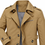 Men's checked-lined trench coat in Deep Khaki - detail view