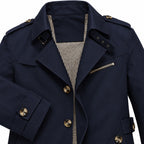 Men's checked-lined trench coat in Dark Blue - detail view