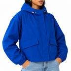 Women's hooded utility jacket in Blue - detail view
