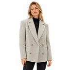 Women's double-breasted blazer in Apricot - front view