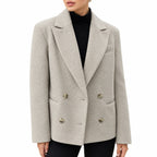 Women's double-breasted blazer in Apricot - detail view