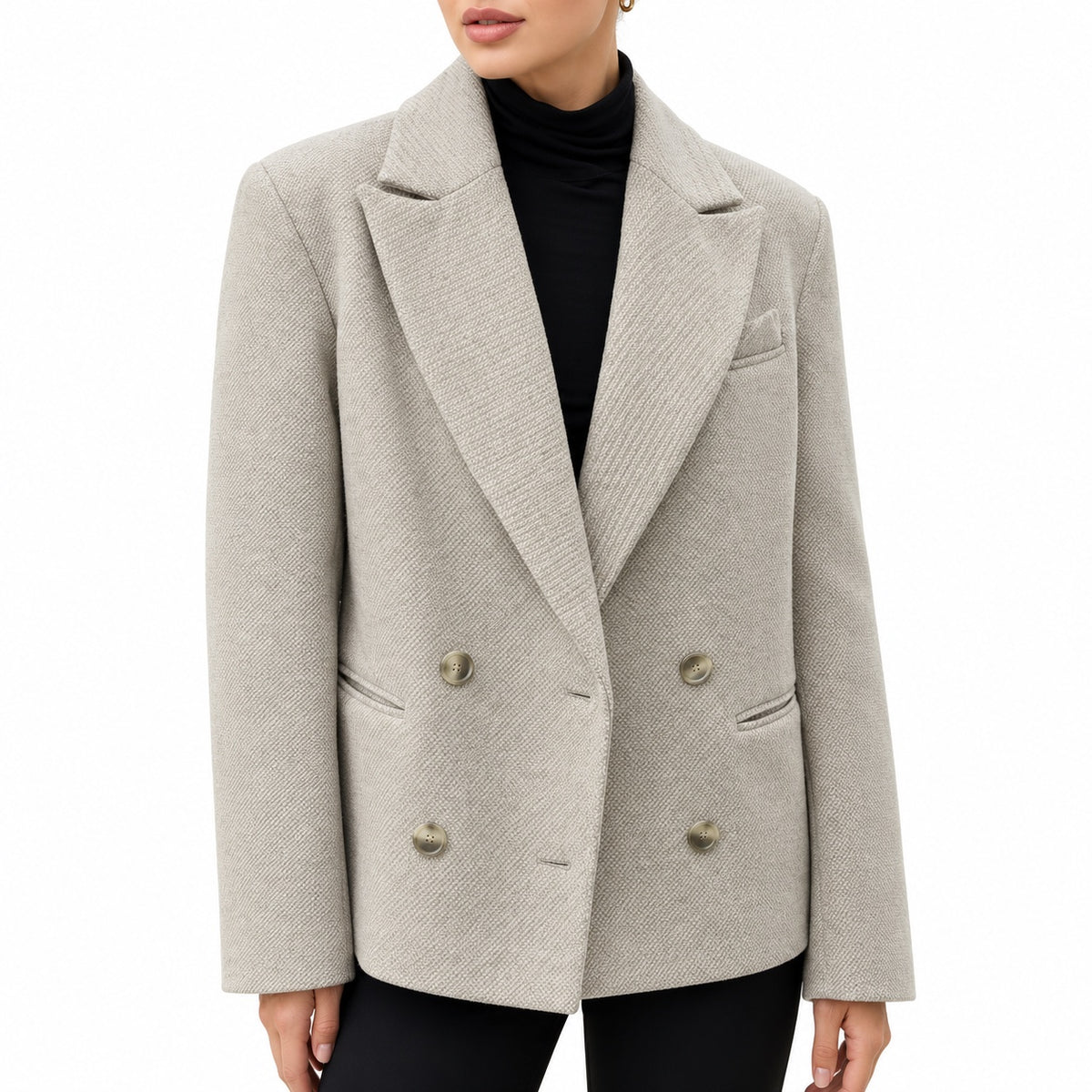 Women's double-breasted blazer in Apricot - detail view