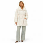 Women's Belted Puffer Coat Grid Quilted Tie Waist