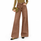 Women's High-Rise Washed Denim Wide-Leg Jeans Relaxed Fit
