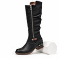 Women's Knee-High Side-Zip Boots Rounded Toe Low Block Heel Regular Fit