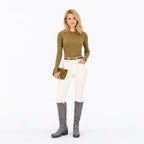 Women's Knee-High Side-Zip Boots Rounded Toe Low Block Heel Regular Fit