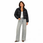 Women's Cropped Puffer Jacket High Stand Collar Relaxed Fit