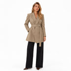 Women's Belted Wrap Blazer Jacket Notch Lapel Tailored Fit