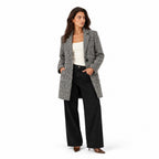 Women’s Herringbone Tailored Coat Notch Lapels Single Button