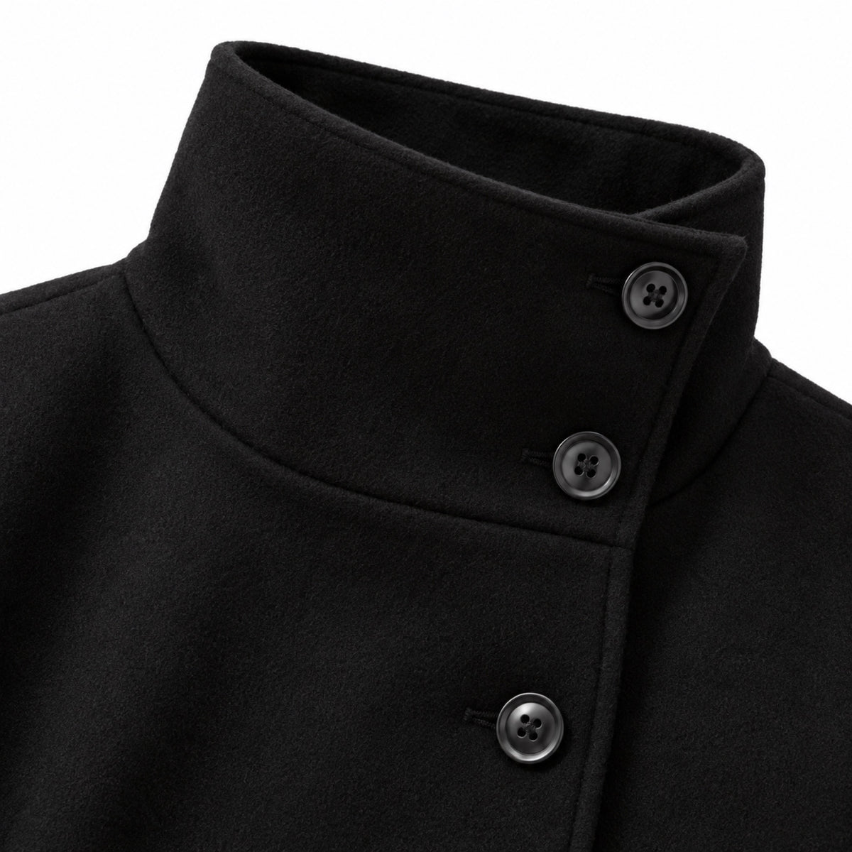 Women's Funnel Neck Cape Jacket Button Front Belted Relaxed Fit