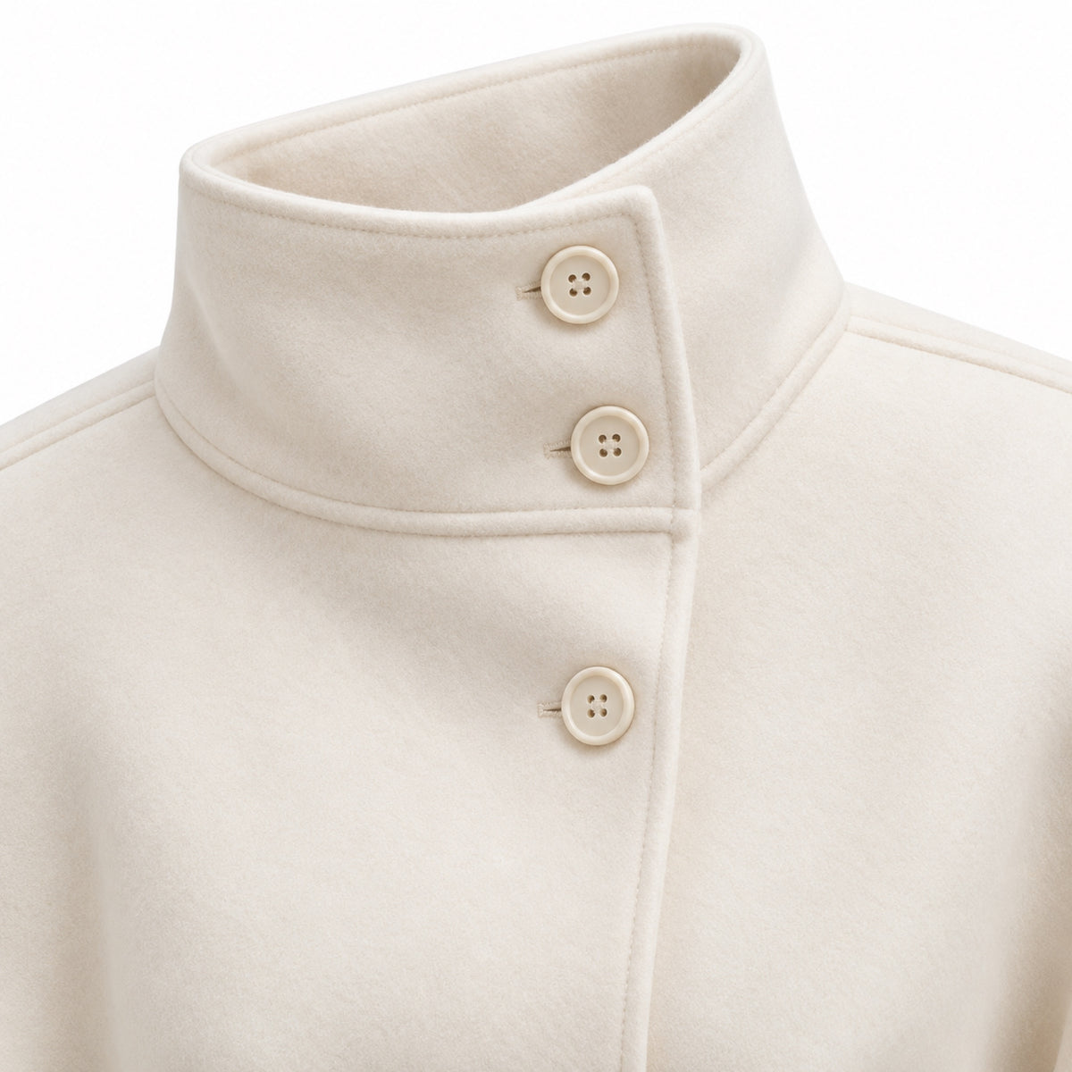 Women's Funnel Neck Cape Jacket Button Front Belted Relaxed Fit