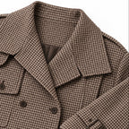 Women's Checked Cropped Jacket Wide Collar Relaxed Fit