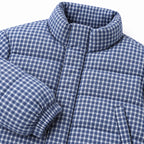 Women's Checked Padded Jacket Funnel Neck Relaxed Fit