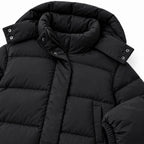 Women's Cropped Hooded Puffer Jacket Snap Front Relaxed Fit
