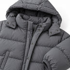 Women's Cropped Hooded Puffer Jacket Snap Front Relaxed Fit