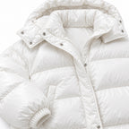 Women's Cropped Hooded Puffer Jacket Snap Front Relaxed Fit